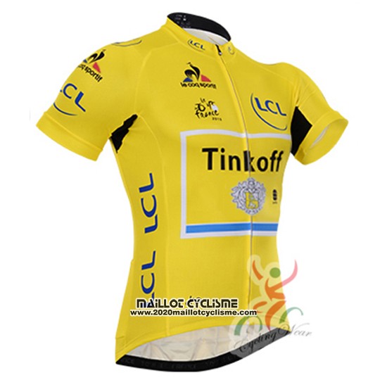 2016 Maillot Ciclismo Tinkoff Lider Jaune et Noir Manches Courtes et Cuissard